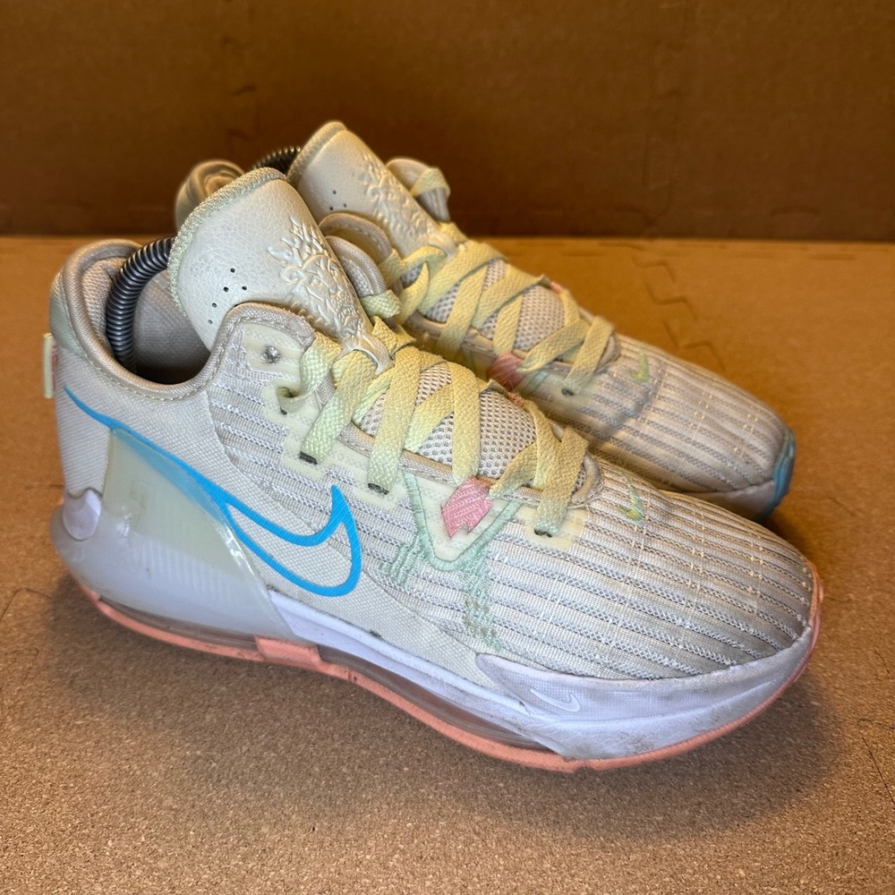 Nike LeBron 19 Low Kids 6.5Y White Pastel Basketball Sneakers DD0423-103